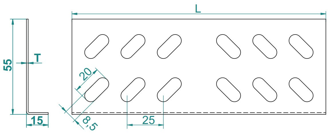 Fluxtray - Recht verbindingsstuk (koppelstuk) - H:60 L:175 D:1,2